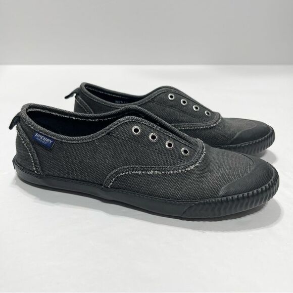 Sperry Shoes - Paul Sperry Slip On Sneakers Sayel Clew Scratch Washed Black/Gray, Size 9